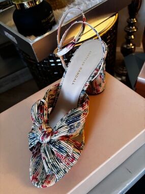 Loeffler Randall Multicolor Knotted Pleated Slingback Heel WORN ONCE